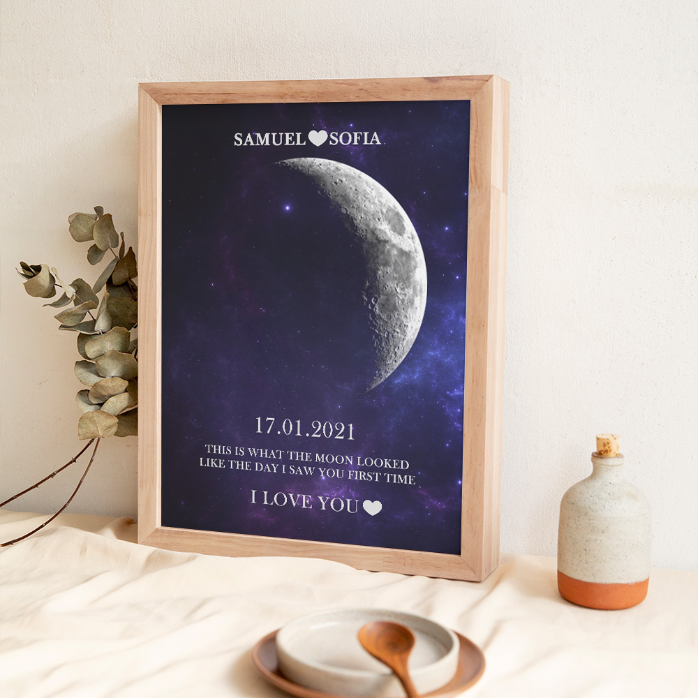 Regalos De Aniversario Personalizados Con Marco De Impresión De Fase Lunar Para Ella