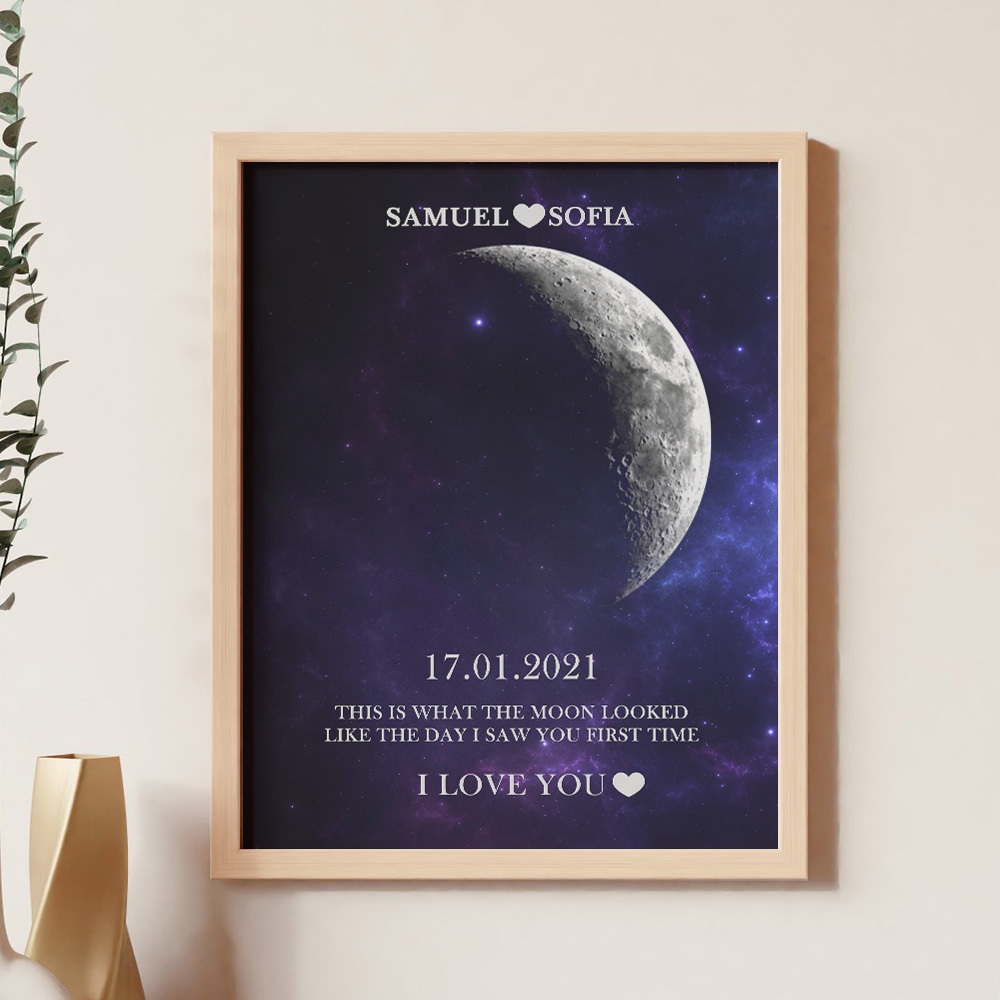 Regalos De Aniversario Personalizados Con Marco De Impresión De Fase Lunar Para Ella