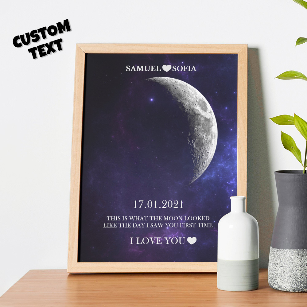 Regalos De Aniversario Personalizados Con Marco De Impresión De Fase Lunar Para Ella