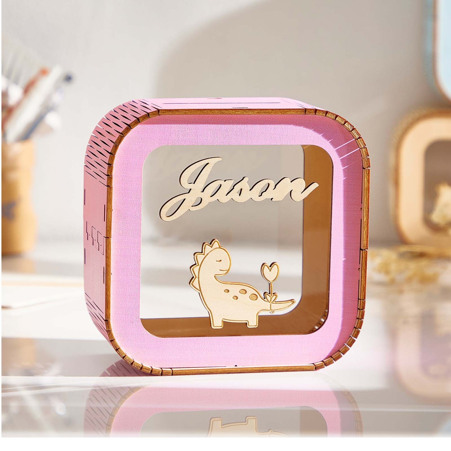 Hucha De Madera Personalizada Con Nombre, Nombre De Moneda Personalizado, Caja De Dinero, Decoración De Guardería - soufeeles