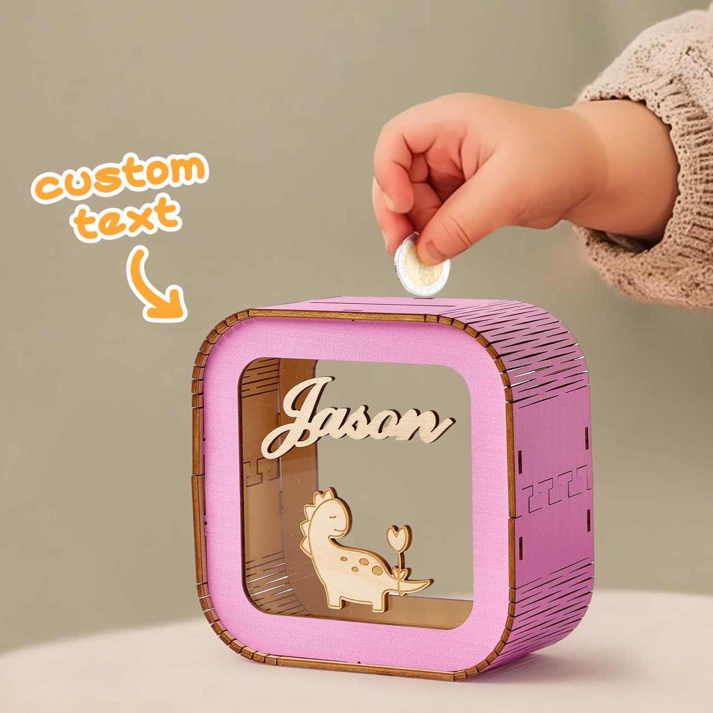 Hucha De Madera Personalizada Con Nombre, Nombre De Moneda Personalizado, Caja De Dinero, Decoración De Guardería - soufeeles