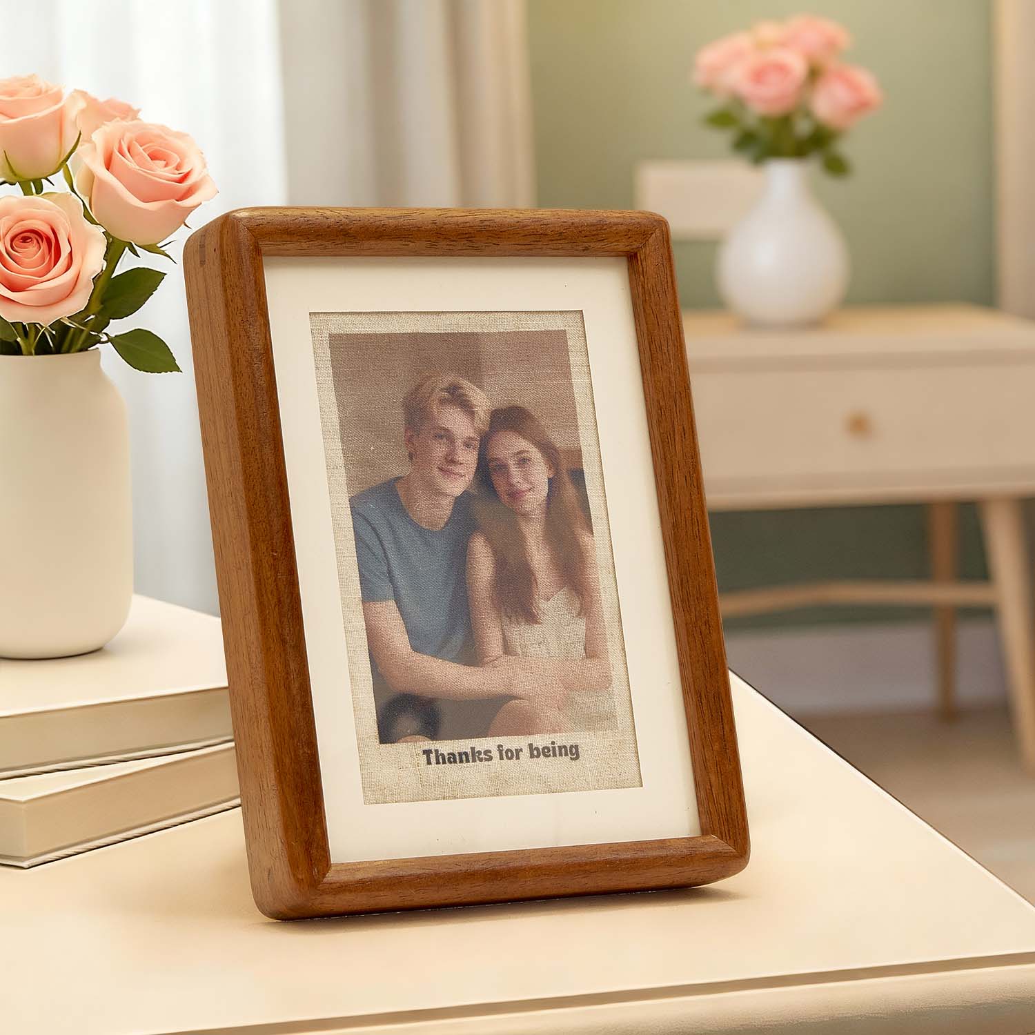 Impresión De Lino Personalizada Con Foto Y Texto Estilo Vintage - soufeeles