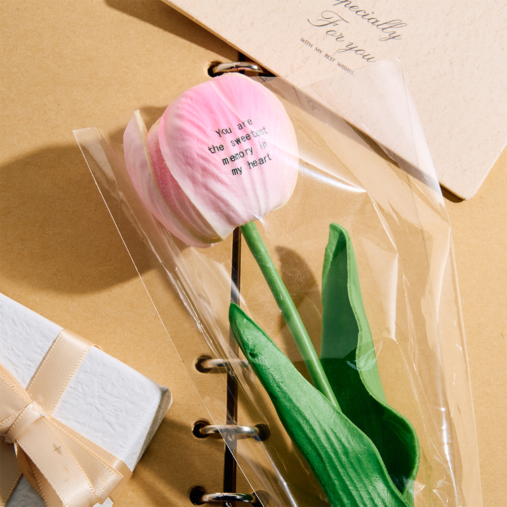 Flores De Tulipán Con Foto Personalizada Y Texto Personalizado. Flores Artificiales. El Mejor Regalo Para Familias Y Parejas. - soufeeles