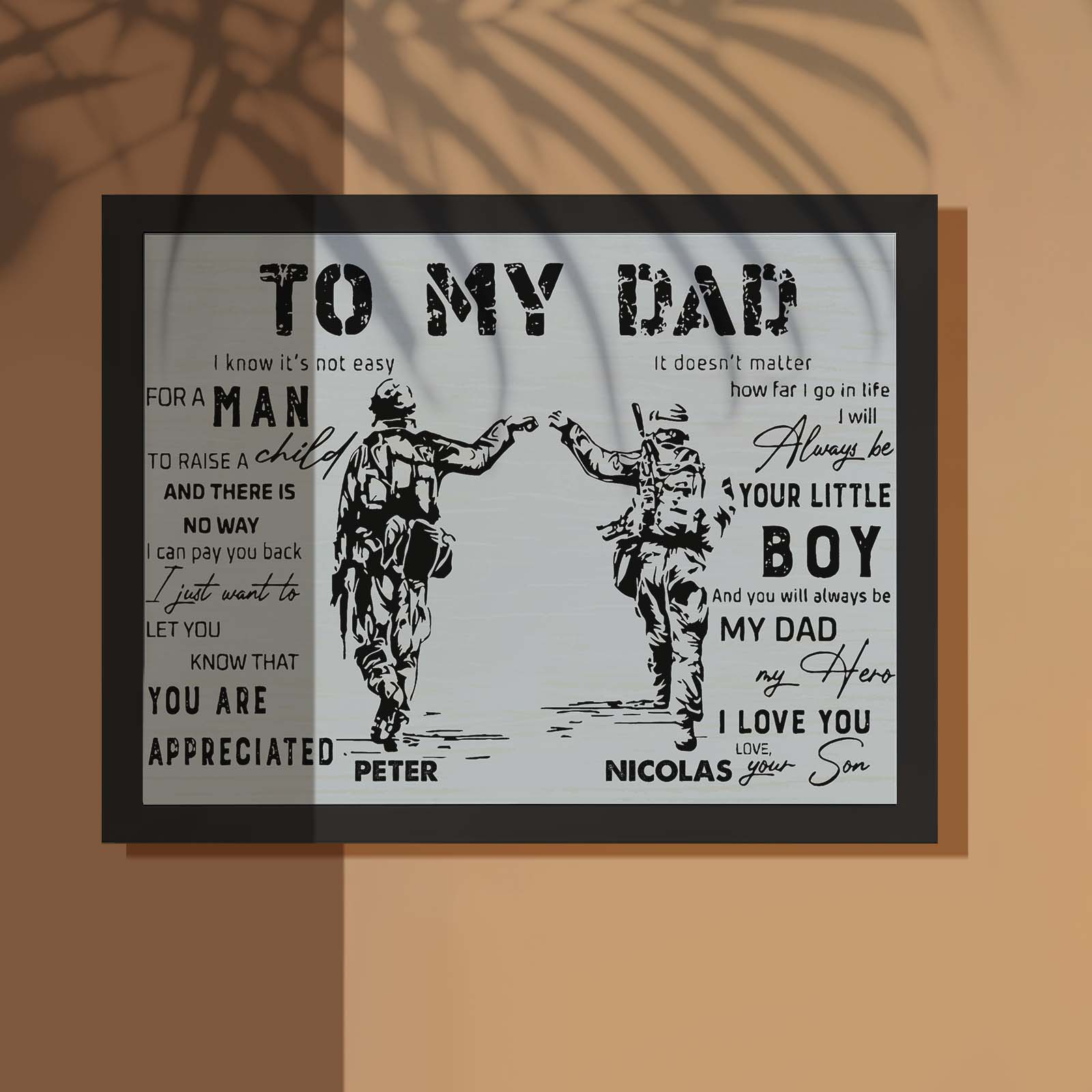 Soldado Personalizado Con Marco De Madera, Estilo Militar Para Mi Papá Con Nombre, Regalo Del Día Del Padre - soufeeles