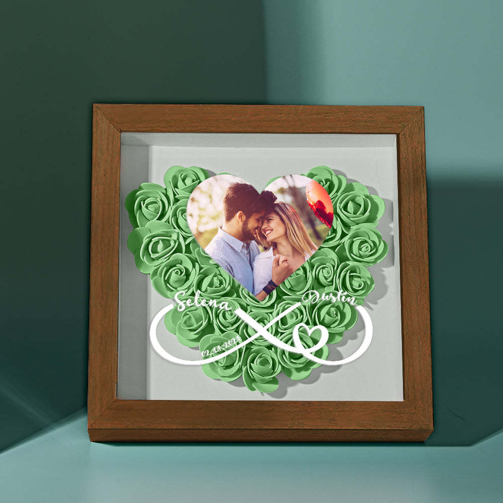 Caja De Sombras De Flores De Corazón Personalizada Con Foto Regalo Romántico Para Amante - soufeeles