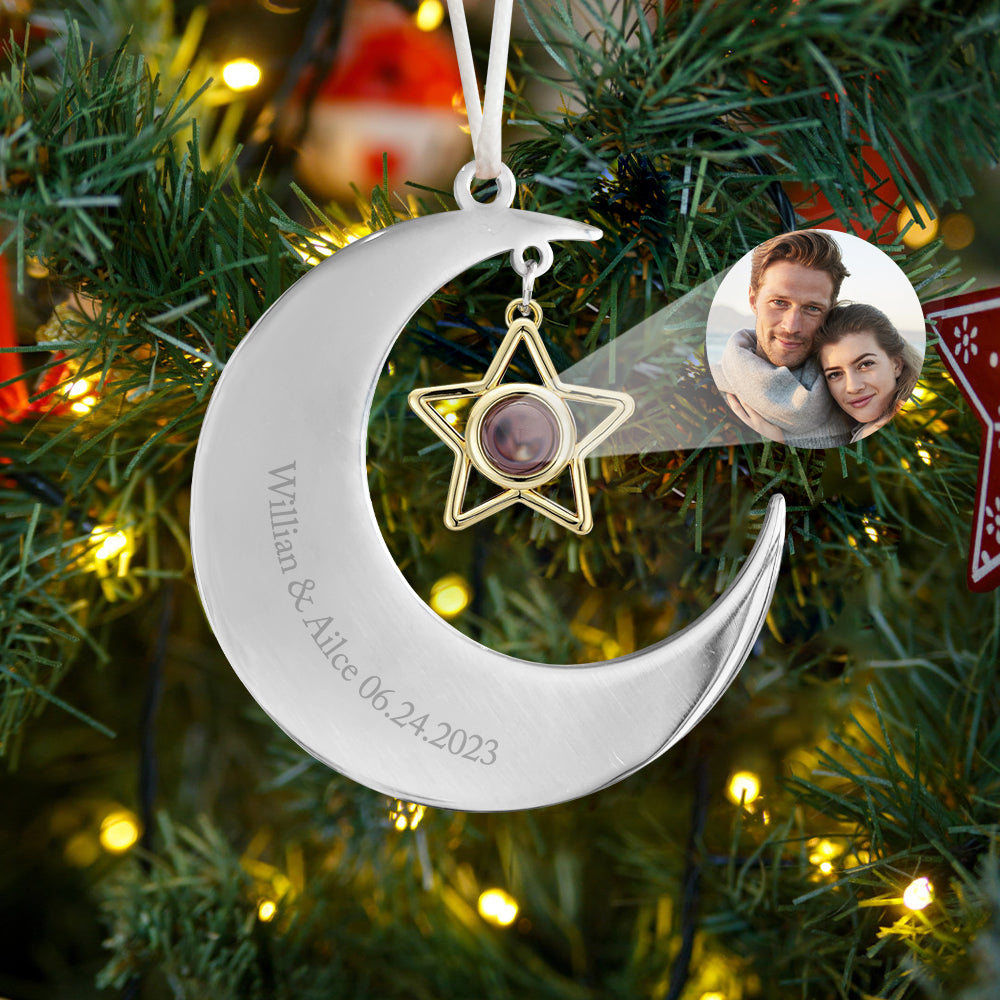 Adorno De Proyección Personalizado Adorno De Estrella De Media Luna Personalizado Regalos Para Ella - soufeeles
