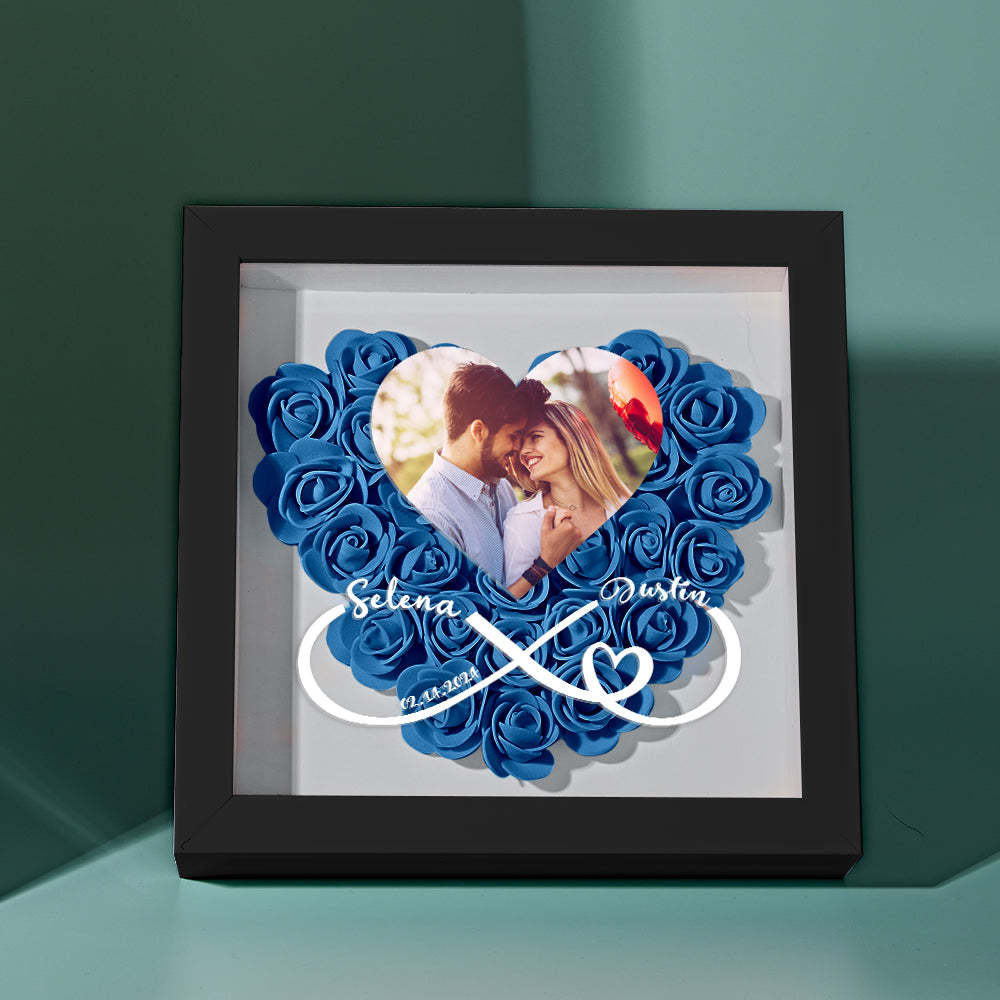 Caja De Sombras De Flores De Corazón Personalizada Con Foto Regalo Romántico Para Amante - soufeeles