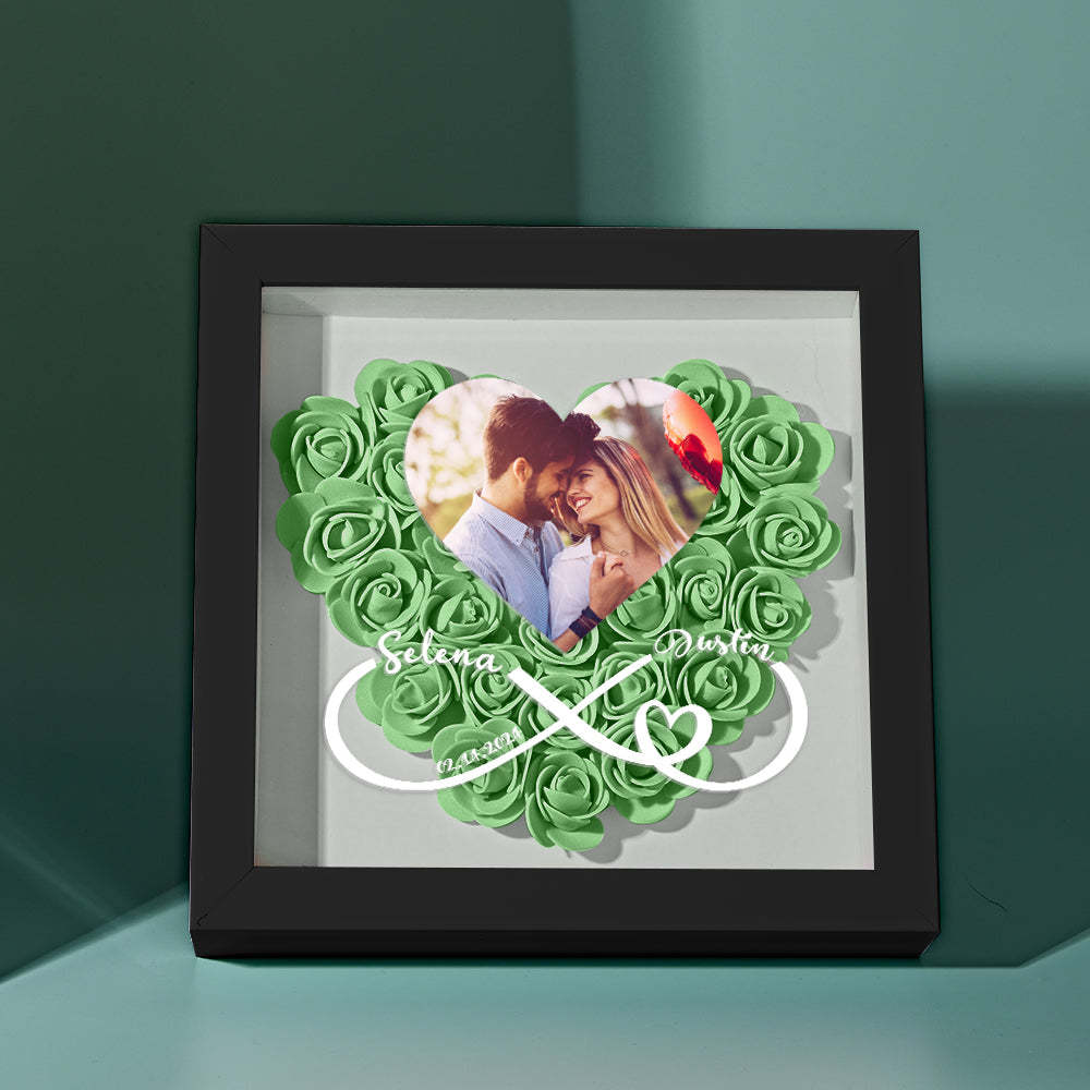 Caja De Sombras De Flores De Corazón Personalizada Con Foto Regalo Romántico Para Amante - soufeeles