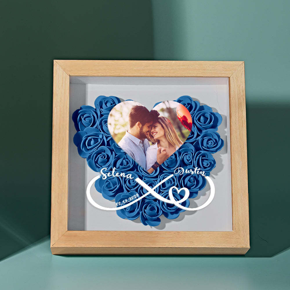 Caja De Sombras De Flores De Corazón Personalizada Con Foto Regalo Romántico Para Amante - soufeeles