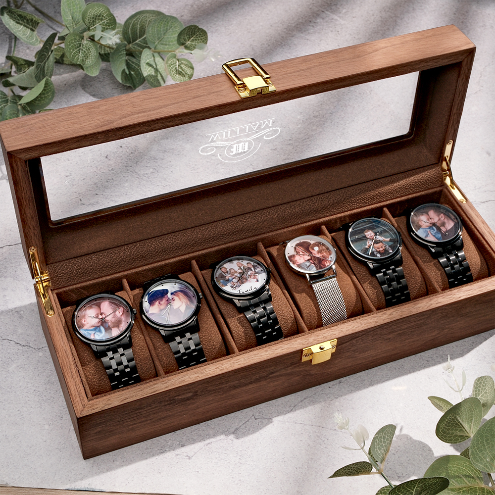 Caja De Reloj Grabada Personalizada, Caja De Almacenamiento De Reloj Personalizada, Regalo Para Hombres, Regalo De Navidad
