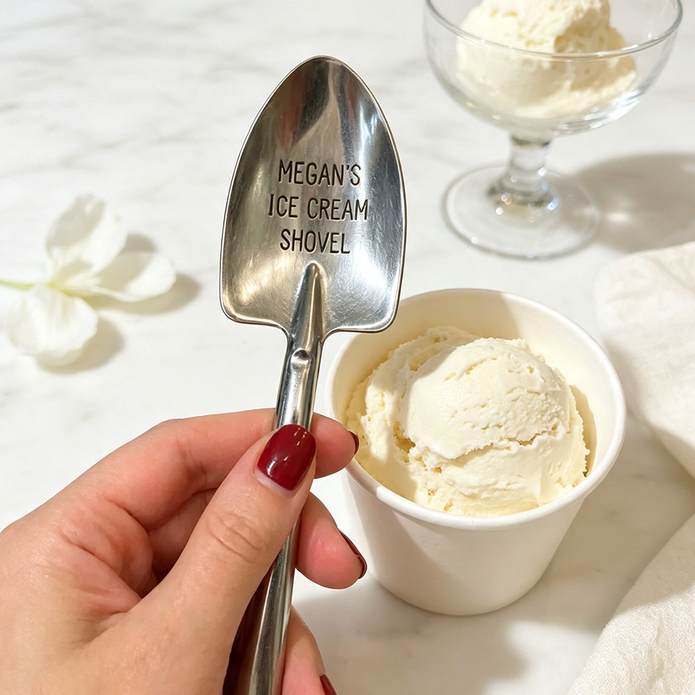 Cuchara De Helado De Pala Personalizada – Cuchara De Postre Grabada Personalizada Con Nombre, Regalo Para Familiares Y Amigos - soufeeles