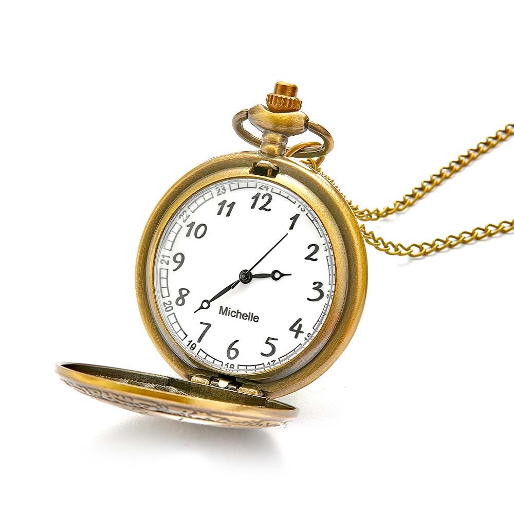 Reloj De Bolsillo Grabable Vintage Corazón Hueco Colgante Cadena Reloj Regalo Para Hombres - soufeeles