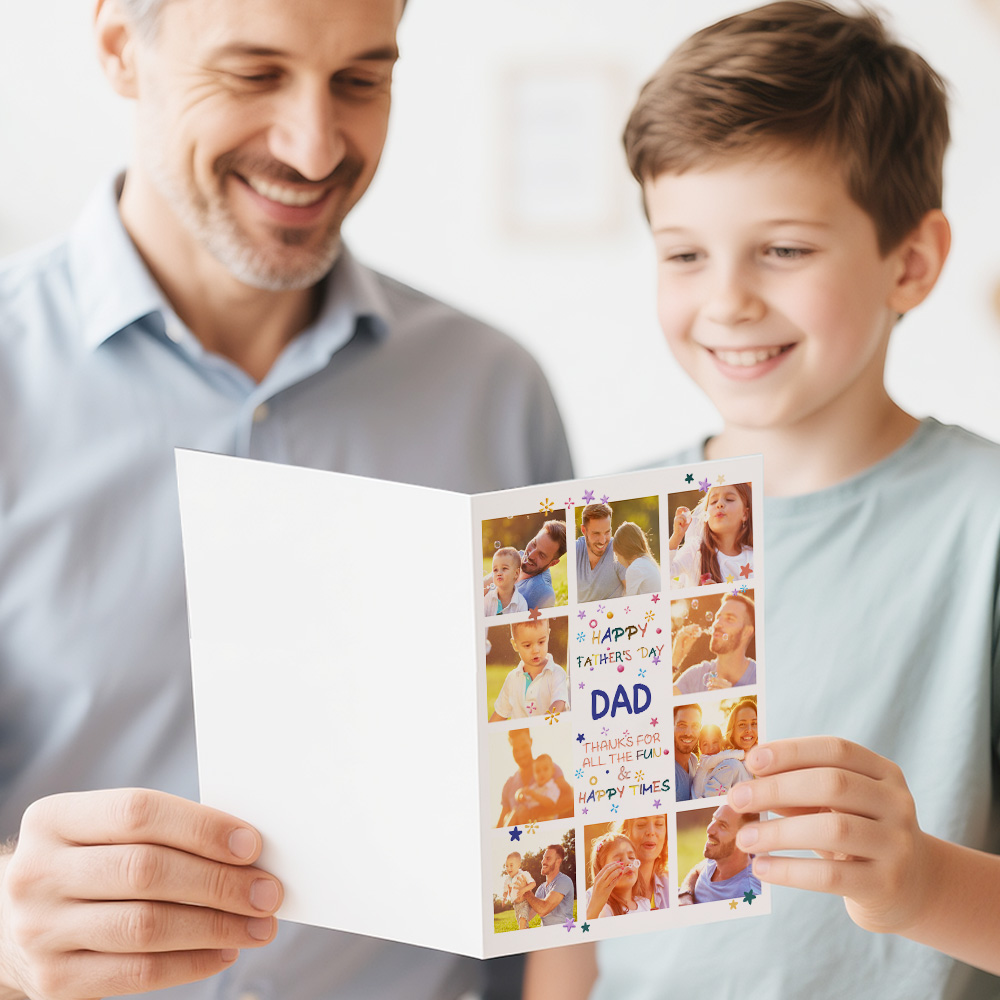 Tarjeta Con Foto Para El Día Del Padre: Momentos Divertidos Y Felices, Regalos Para El Día Del Padre