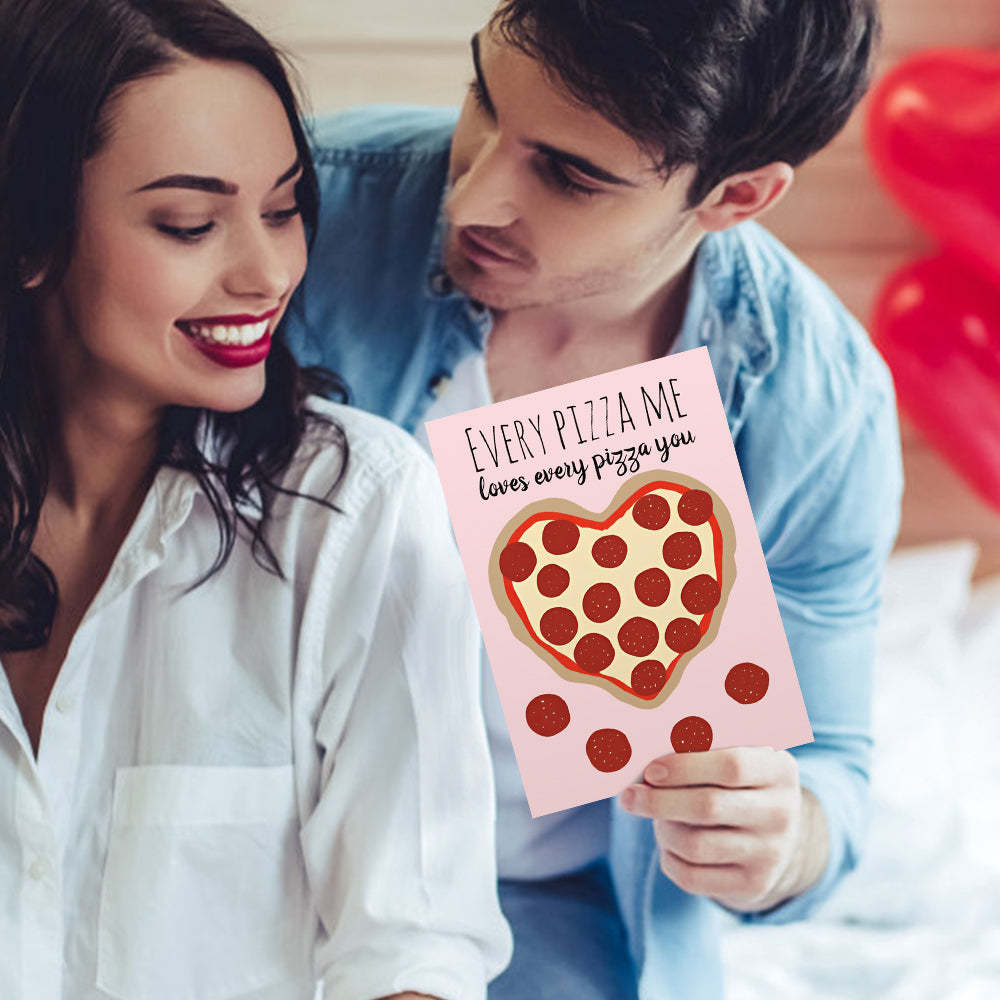 Tarjeta Linda Divertida Del Día De San Valentín Del Corazón De La Pizza - soufeeles