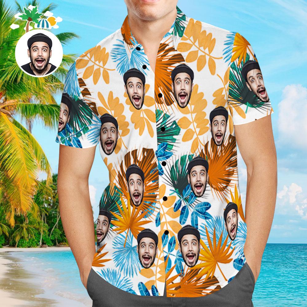 Camisas Hawaianas Personalizadas Con Diseño De Hojas Coloridas, Camisa De Playa Aloha Para Hombres