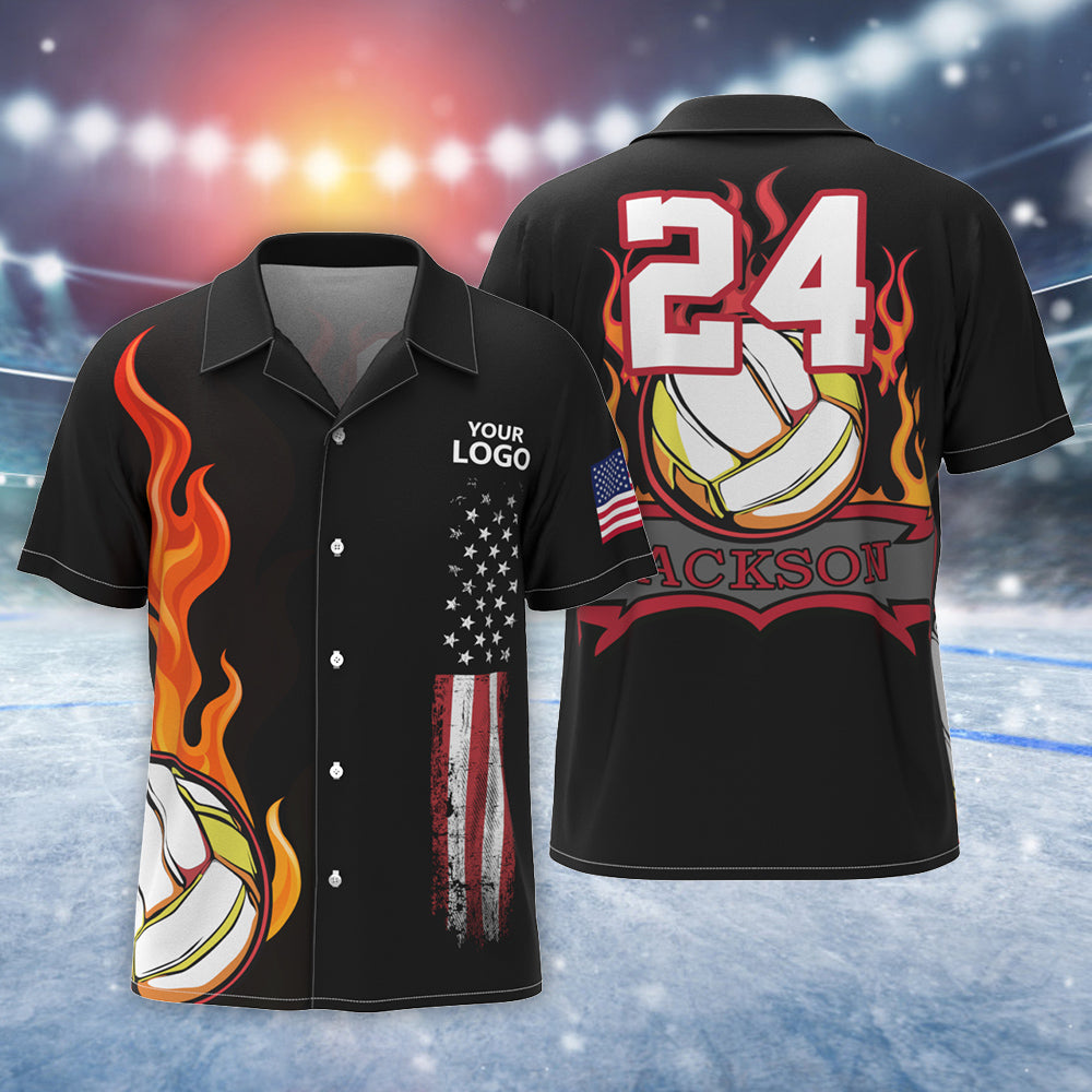 Logotipo Y Texto Personalizados Camisa Hawaiana Camisa Aloha Con Estampado Integral Para Hombre Camisa Del Equipo De Partido De Voleibol Estilo Hawaiano De Surf Estilo Hawaiano De Surf