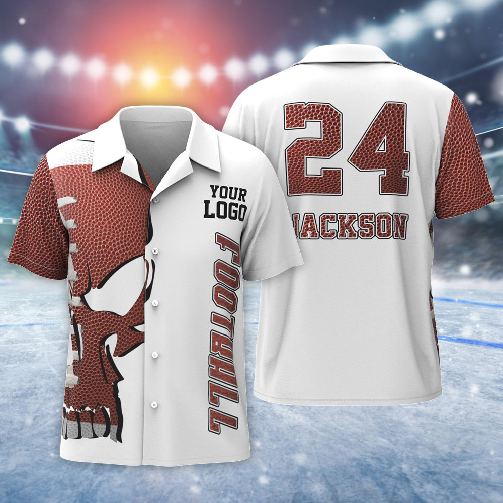 Camisa Hawaiana Con Logotipo Y Texto Personalizados Camisa Aloha Con Estampado Integral Para Hombre Camisa Del Equipo - Fútbol Americano Surf Estilo Hawaiano Surf Estilo Hawaiano