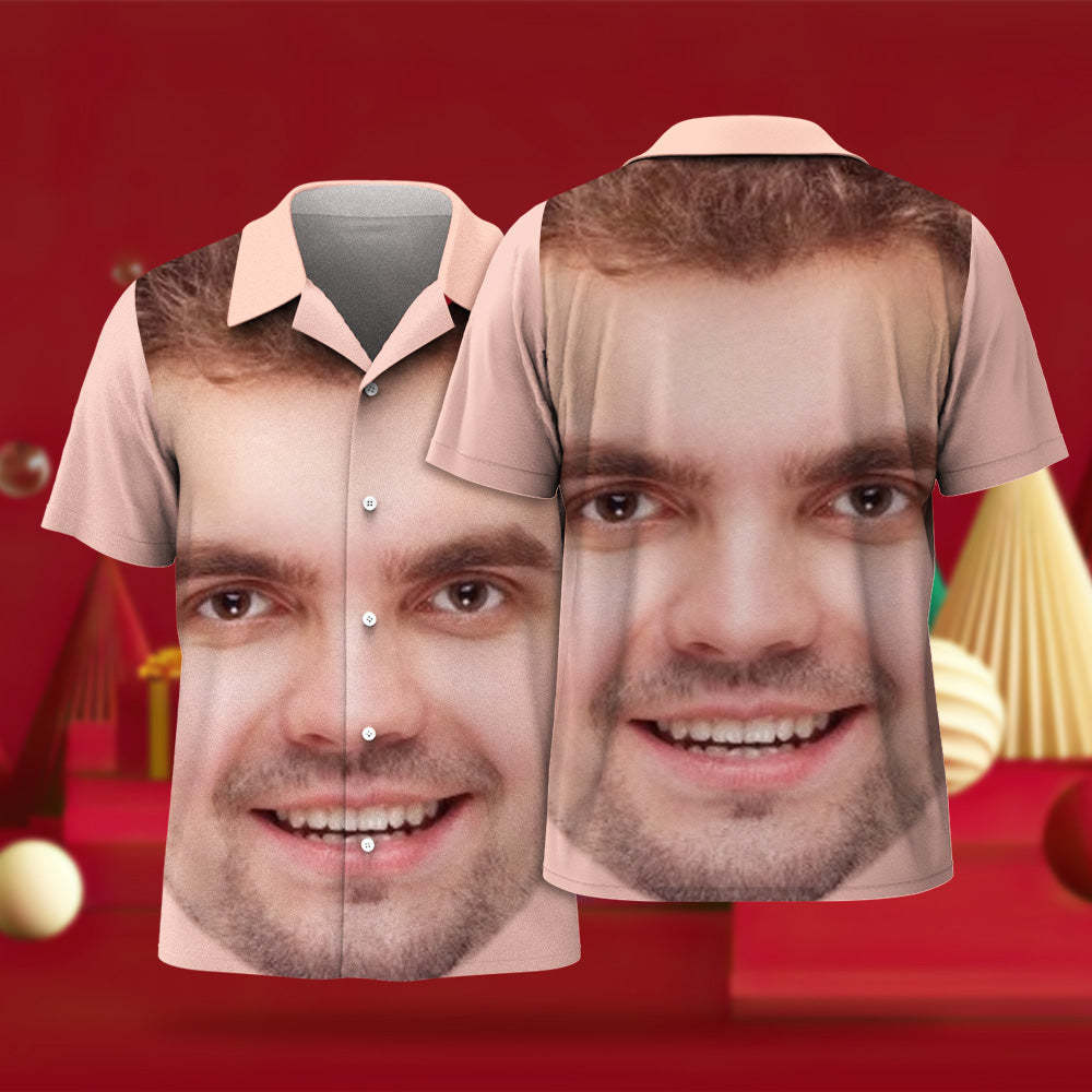 Camisas Hawaianas Con Cara Personalizada, Regalo Con Foto Personalizado, Camisas Navideñas Para Hombre, Regalo - Cara Grande