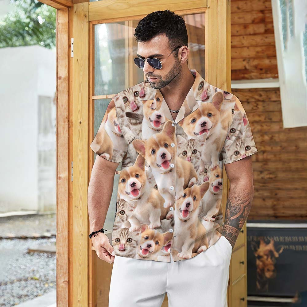 Camisa Hawaiana Personalizada Con Cara De Mascota, Camisa Aloha Con Estampado Completo Para Hombre, Camisa De Dos Caras, Regalo