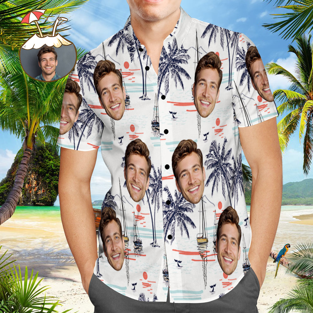 Camisa Hawaiana Chinoiserie Con Foto Personalizada, Camisa De Campamento De Vacaciones De Verano
