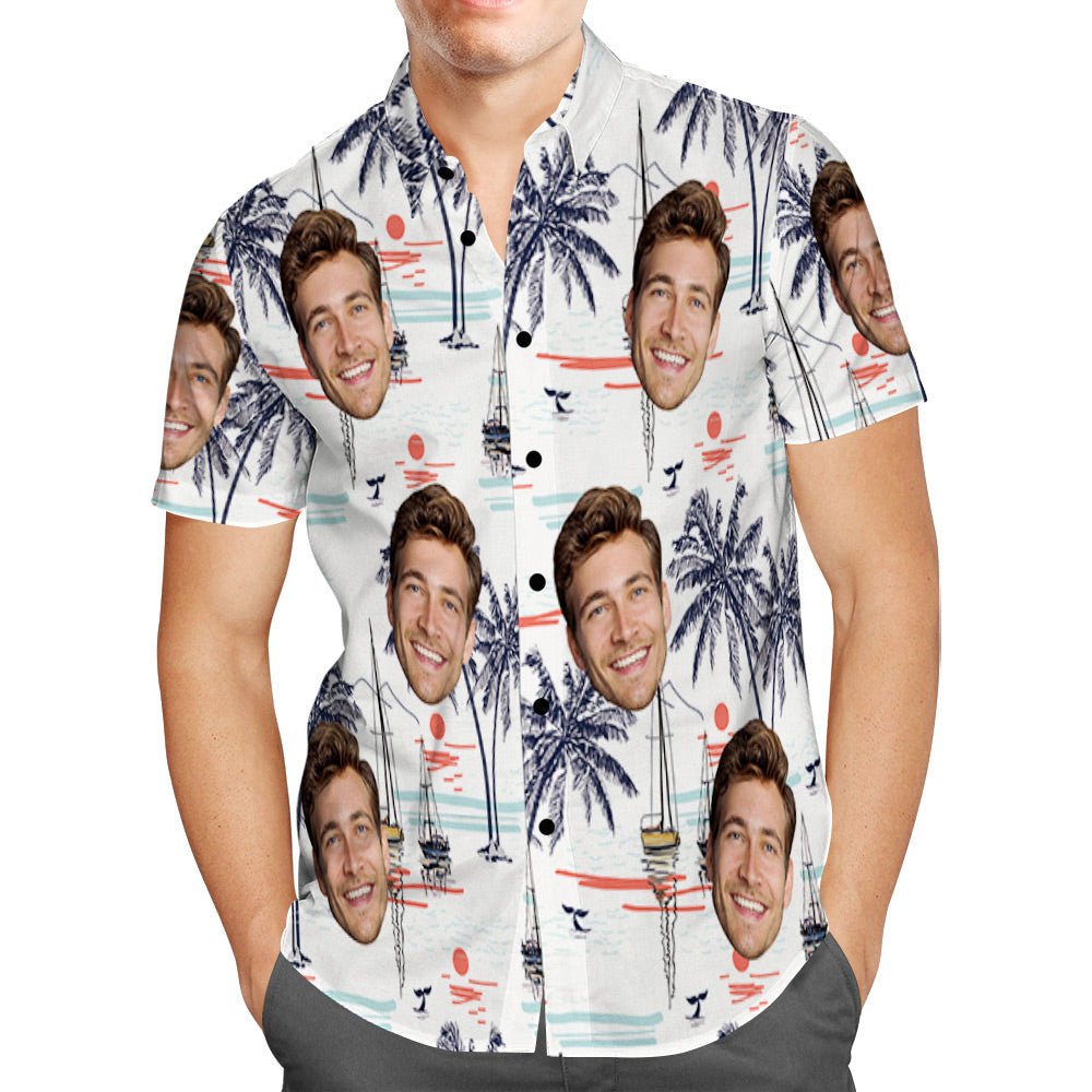 Camisa Hawaiana Chinoiserie Con Foto Personalizada, Camisa De Campamento De Vacaciones De Verano