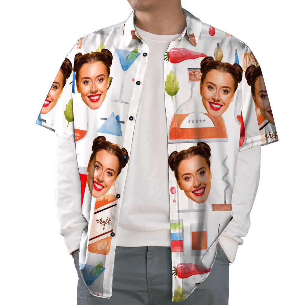 Camisa Hawaiana De Cara Personalizada Soda Y Jugo Camisa De Playa Tropical Informal Unisex