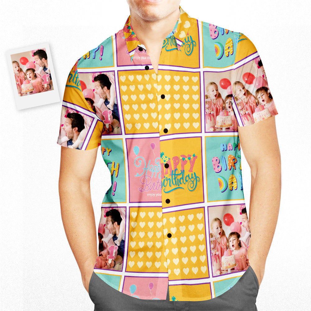 Foto Personalizada Feliz Cumpleaños Camisa Hawaiana Totalmente Impresa Regalos De Cumpleaños Personalizados