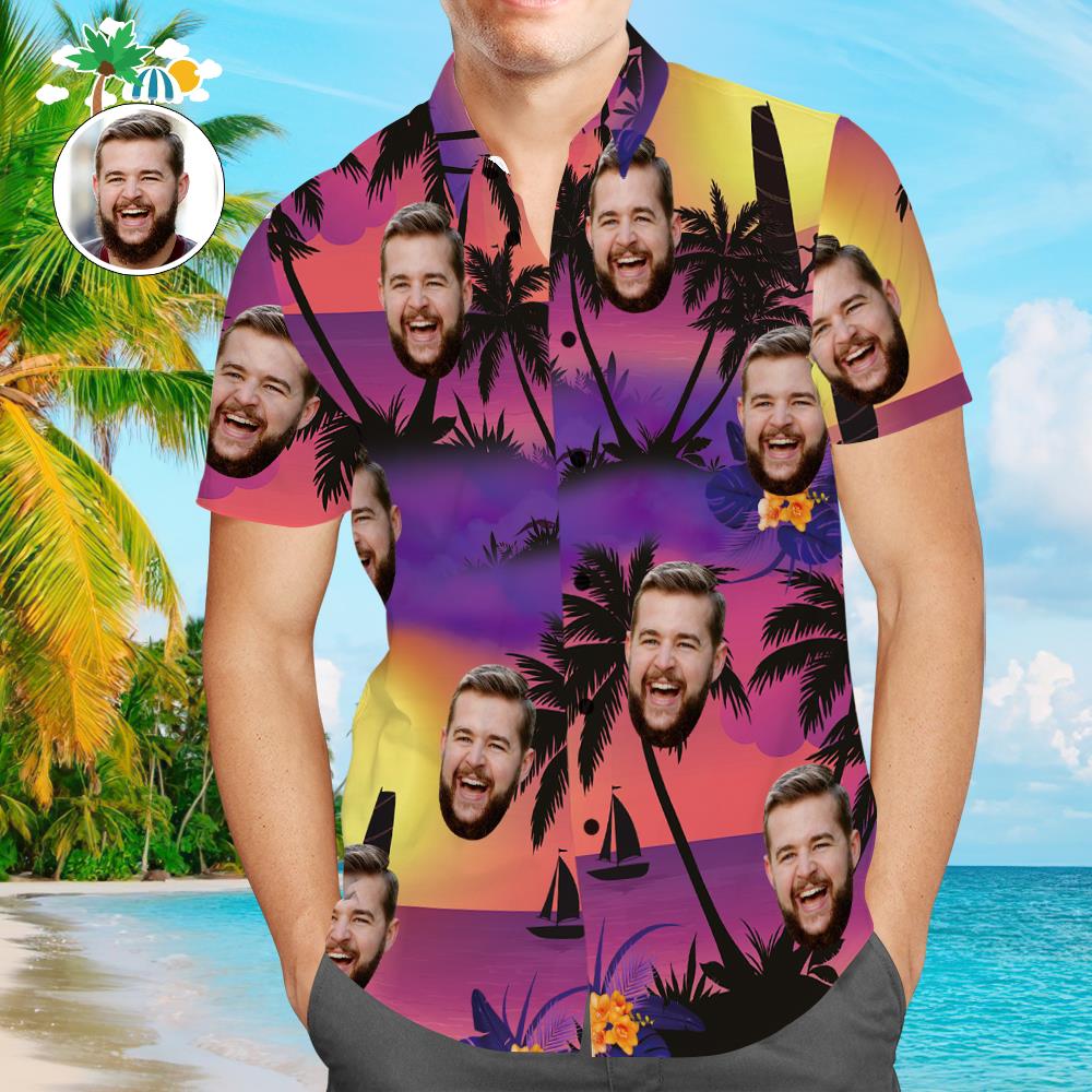 Camisa Hawaiana De Cara Personalizada Tropical Aloha Beach Shirt Regalo Para Hombres
