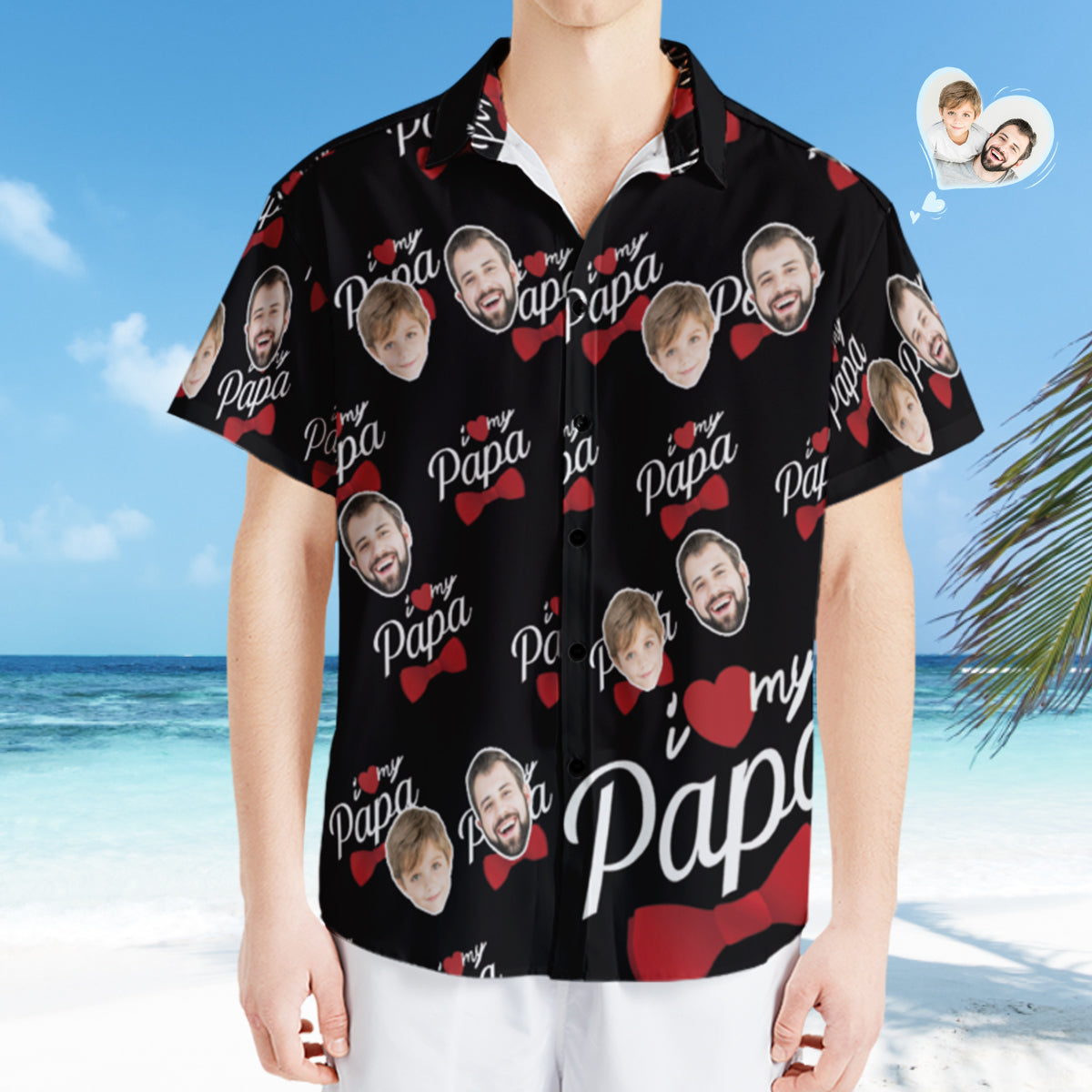 Camisa Hawaiana Con Foto Personalizada Camisa Hawaiana Con Cara Personalizada Regalo Del Día Del Padre - Amo A Mi Papá