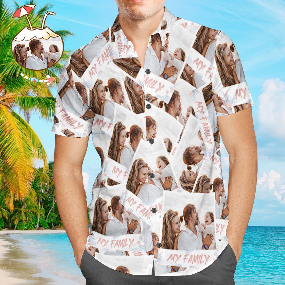 Camisa Hawaiana Con Foto Personalizada Padre E Hijo Usan Una Camisa Hawaiana Personalizada Regalo Para La Familia - Mi Familia