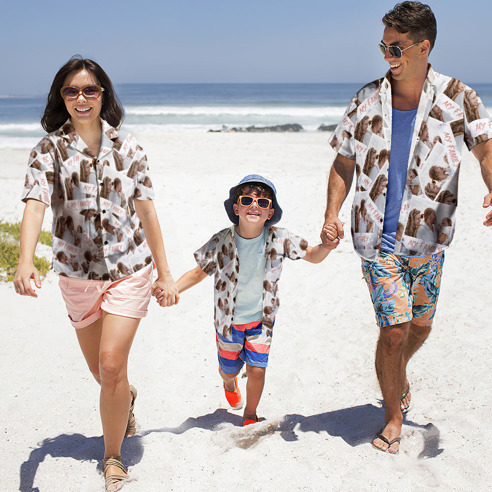 Camisa Hawaiana Con Foto Personalizada Padre E Hijo Usan Una Camisa Hawaiana Personalizada Regalo Para La Familia - Mi Familia