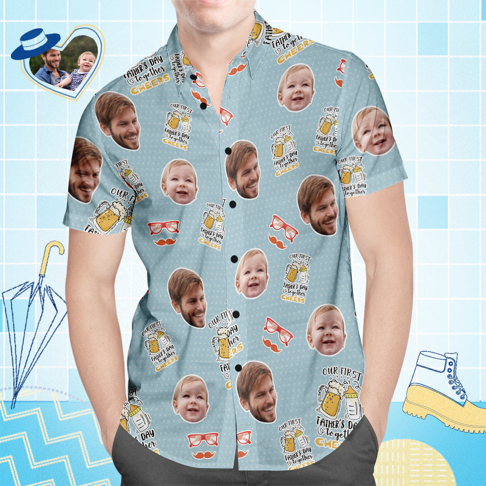 Camisa Hawaiana Con Cara Personalizada, Camisa Para Hombre Con Estampado Integral, Primer Día Del Padre