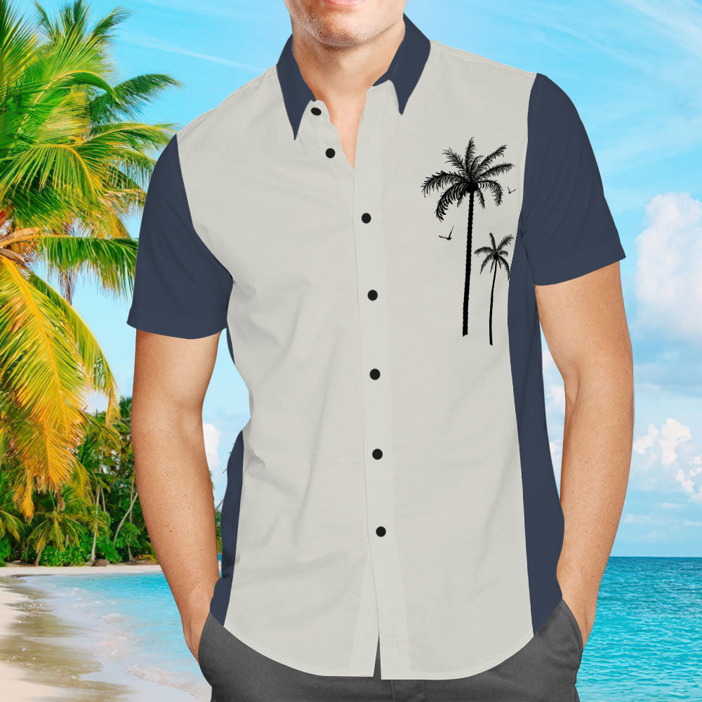 Camisas Hawaianas De Árbol De Coco Vintage Para Hombre Con Texto Personalizado Camisas Casuales De Manga Corta