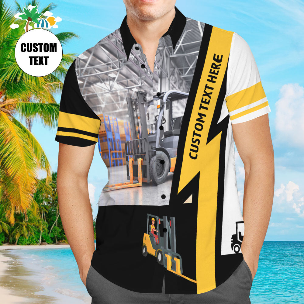 Camisas Hawaianas Con Texto Personalizado Para Conductor De Montacargas Para Hombre, Regalo Para Él