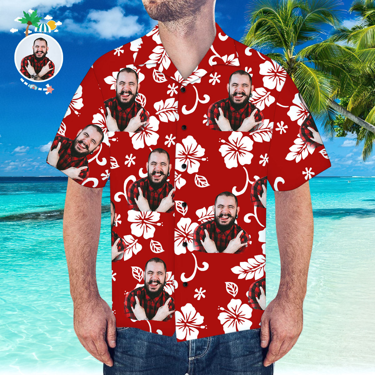 Camisa Hawaiana Personalizada Con Cara De Marido Camisa Hawaiana De Manga Corta Personalizada