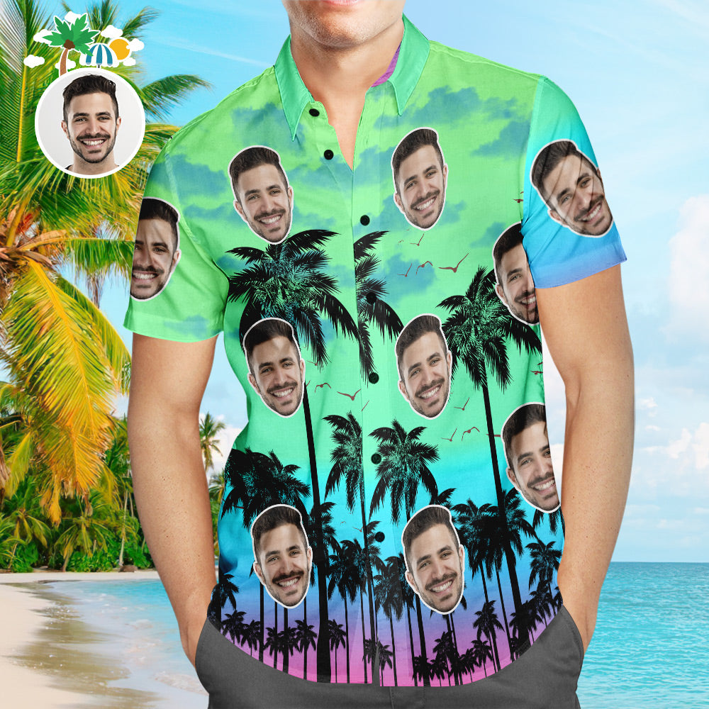 Camisa Hawaiana De Cara Personalizada, Camisa Personalizada De Lujo De Playa Aloha Para Hombres
