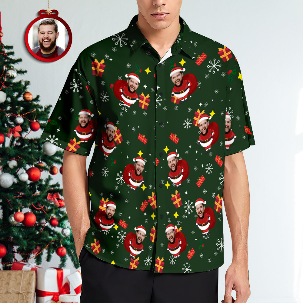 Camisas Hawaianas Con Cara Personalizada Idea De Regalo De Navidad Personalizada Camisas Navideñas Para Hombres
