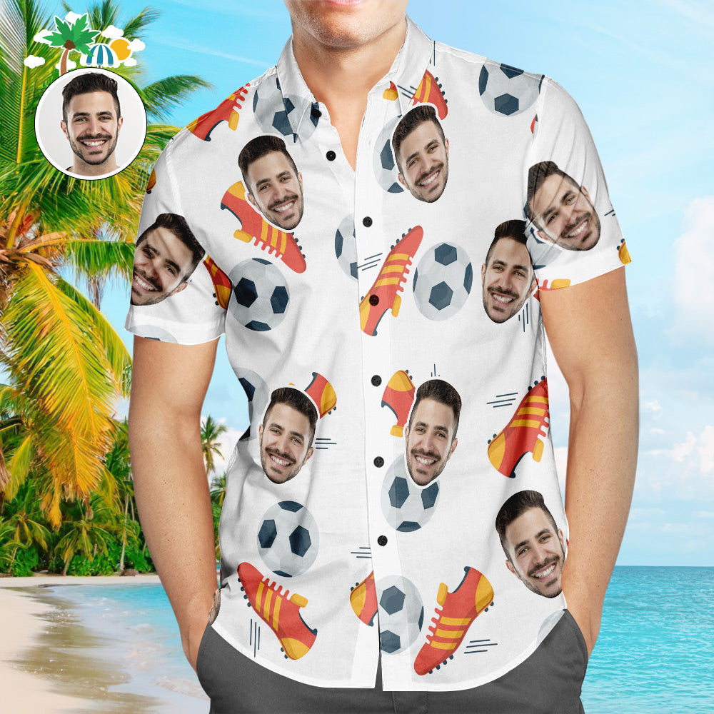 Camisa Hawaiana Personalizada Con Patrón De Fútbol, Zapatos, Camisa De Playa Con Icono Para Amantes Del Fútbol