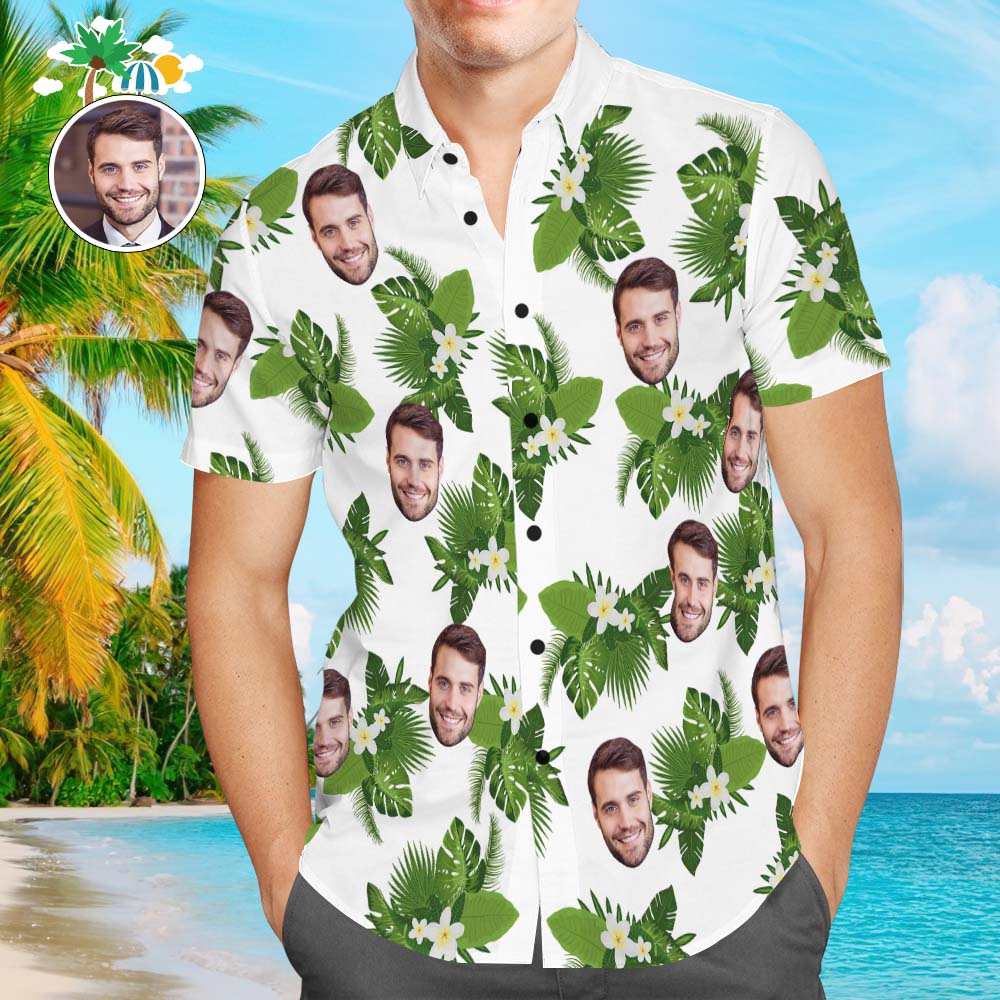 Camisa Hawaiana De Cara Personalizada Popular Para Hombre, Camisa Con Estampado Floral, Regalo De Vacaciones
