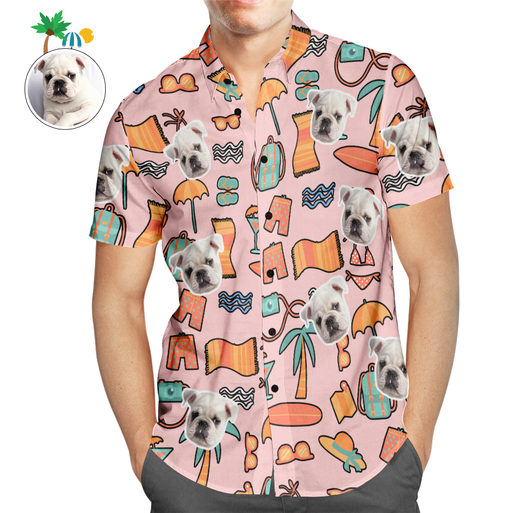Camisa Hawaiana Con Cara De Perro Personalizada, Camisa De Playa Aloha Personalizada Para Fiesta En La Playa, Para Amantes De Las Mascotas