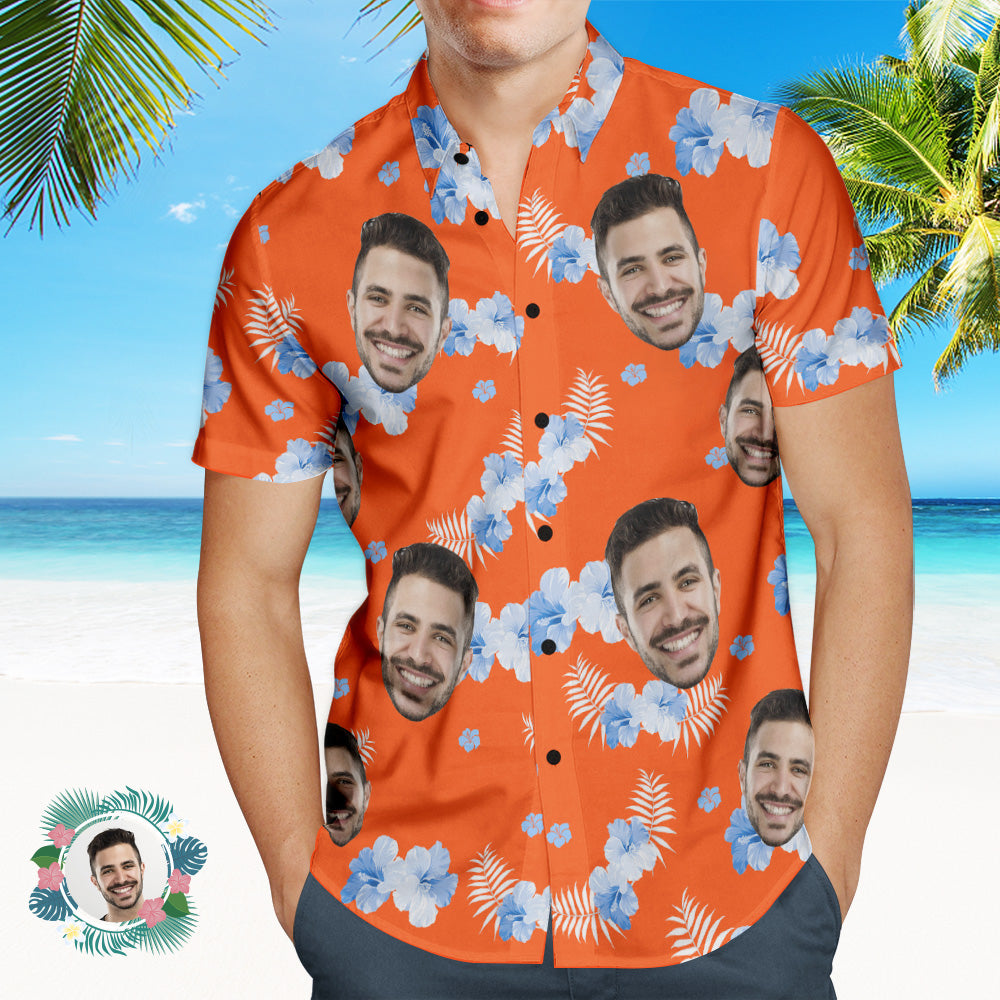 Camisa Hawaiana Con Foto Personalizada Para Hombre, Camisa De Playa Hawaiana Popular Con Estampado Integral Para Vacaciones En La Playa, Regalo De Vacaciones