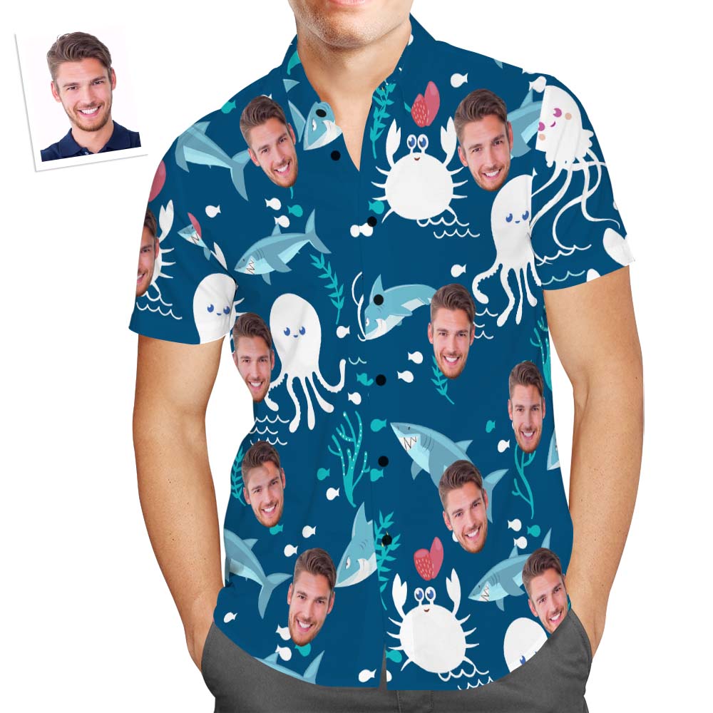 Camisa Hawaiana De Cara Personalizada Undersea World Personalizada Aloha Beach Shirt Para Hombres