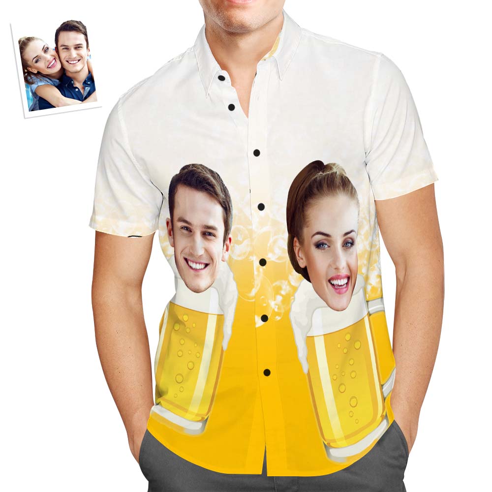 Camisa Hawaiana Con Cara Personalizada Cheers To Summer Camisa Hawaiana Aloha Con Estampado Integral Para Hombre