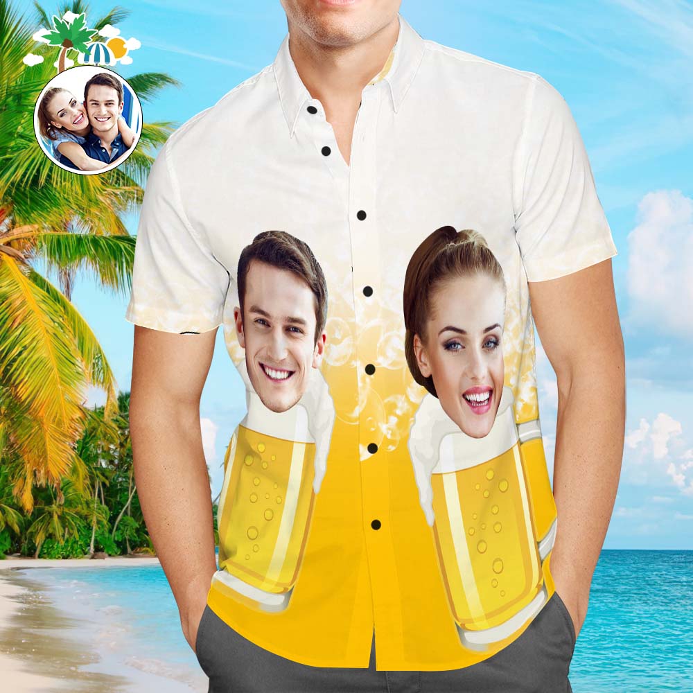Camisa Hawaiana Con Cara Personalizada Cheers To Summer Camisa Hawaiana Aloha Con Estampado Integral Para Hombre