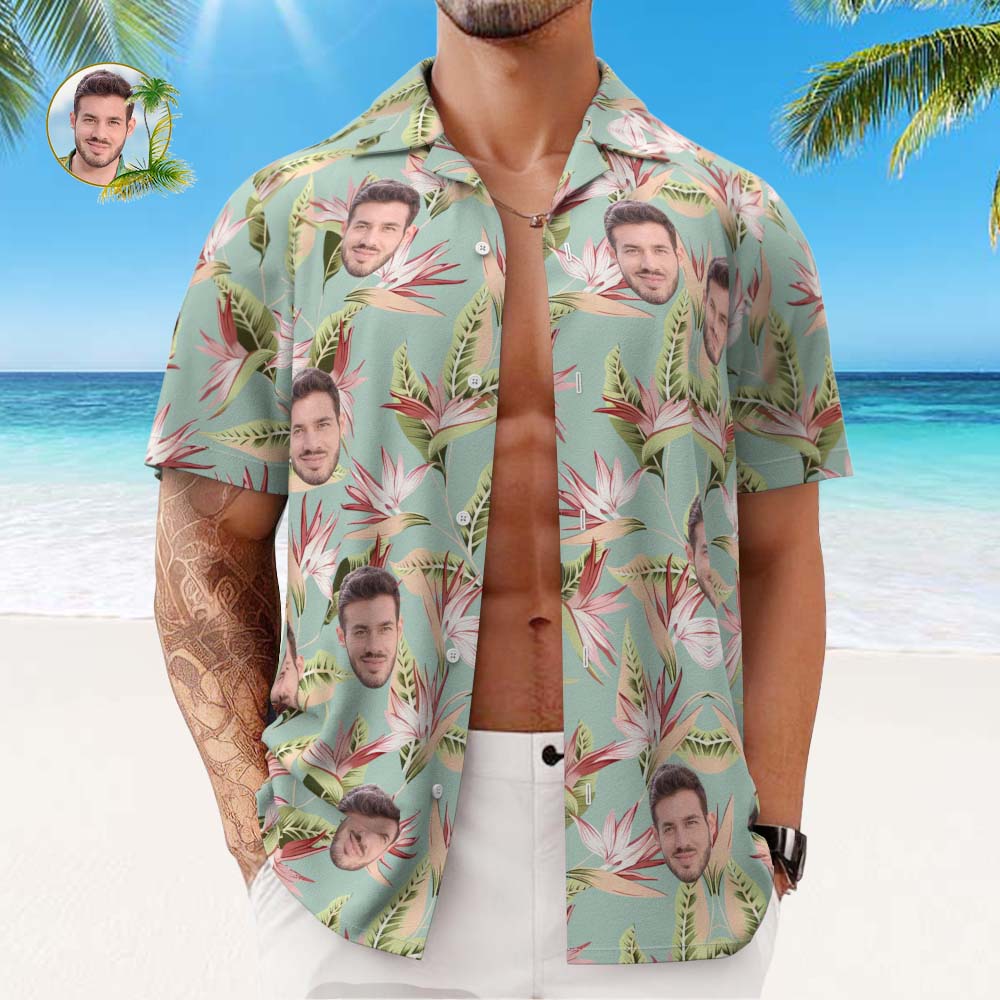 Camisa Hawaiana Con Cara Personalizada, Camisa Aloha Con Estampado Integral Para Hombre, Regalo - Estilo Retro