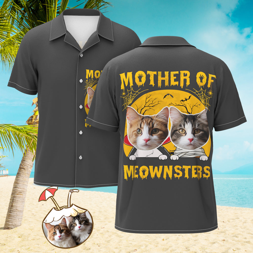 Camisa Hawaiana Con Cara Personalizada, Camisas De Madre De Meownsters, Regalos De Halloween