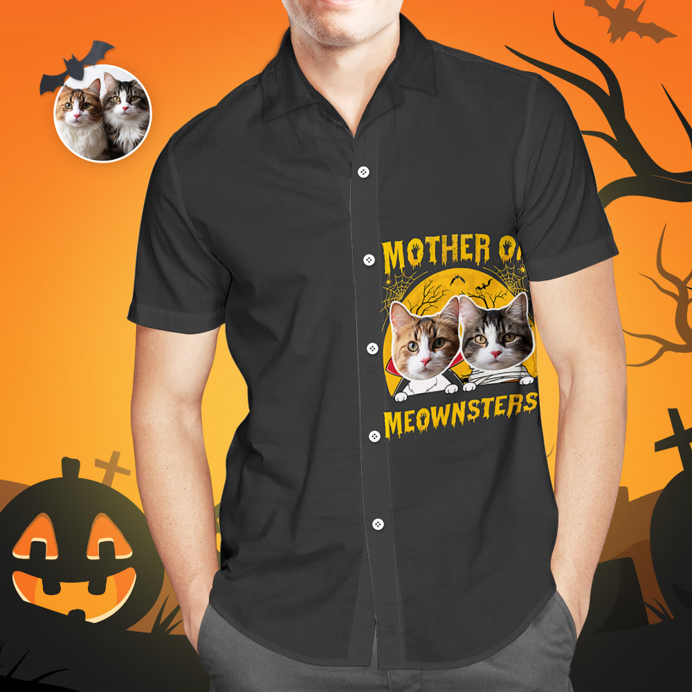 Camisa Hawaiana Con Cara Personalizada, Camisas De Madre De Meownsters, Regalos De Halloween