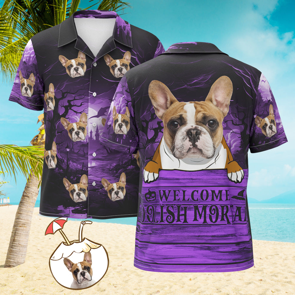 Camisa Hawaiana Con Cara Personalizada, Camisas De Mortales Tontos De Bienvenida Para Hombres, Regalos De Halloween