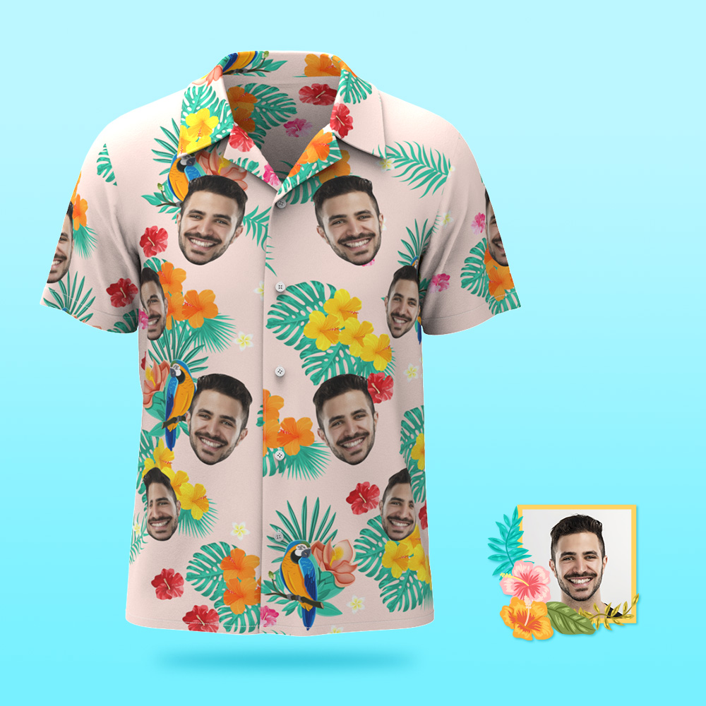 Camisa Hawaiana Con Foto Personalizada, Vacaciones En La Playa, Camisa De Playa Hawaiana Popular Con Estampado Integral, Regalo De Vacaciones, Hora De La Isla