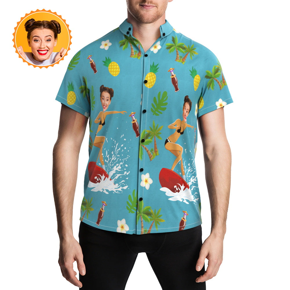 Camisas Hawaianas De Surf Con Tu Cara Camisa Hawaiana De Verano Para Fiesta En La Playa Estilo Hawaiano De Surf Estilo Hawaiano De Surf
